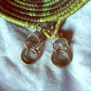 Screw back silver toned circle dangly earrings